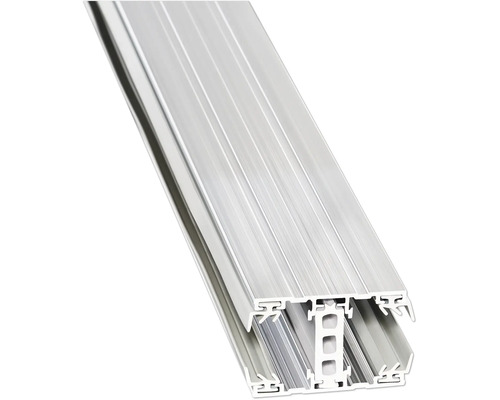 Aluminiumprofil fir Gardinesystemer oder Schiebetüren, zweileifeg Ausféierung.