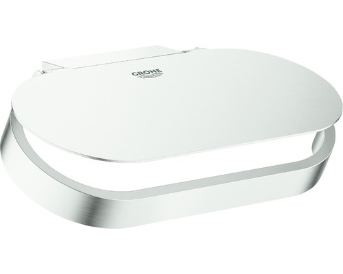 Dérouleur papier toilette GROHE Selection avec couvercle supersteel 41069DC0 Logo Grohe sur un abattant de WC douche