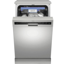 Lave-vaisselle Amica pose libre en aspect acier inoxydable avec porte ouverte et tiroir à couverts MaxiSpace3.