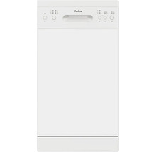 Lave-vaisselle Amica blanc avec panneau de commande et poignée intégrée sur le dessus.