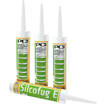 Mastic silicone élastique PCI Silcofug E pour intérieur et extérieur en cartouches avec buses.