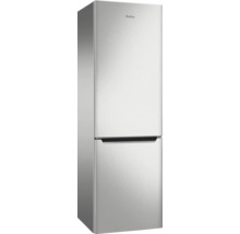 Réfrigérateur combiné Amica en pose libre aspect inox avec deux portes et poignées intégrées.