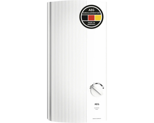 Chauffe-eau instantané AEG Electronic Basis avec bouton rotatif, Made in Germany.