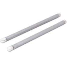 Deux tiges métalliques cylindriques aux extrémités arrondies.