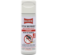 Lotion anti-moustiques Ballistol Stichfrei pour enfants et familles dès deux mois, protection jusqu'à huit heures, fabriquée en Allemagne.
