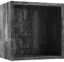 Étagère murale carrée en forme de cube avec une surface texturée de style industriel.