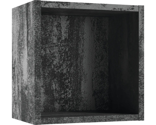 Étagère murale carrée en forme de cube avec une surface texturée de style industriel.