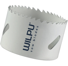 Scie cloche Wilpu avec bord dentelé et fentes latérales. Wilpu Saw Blades Logo.