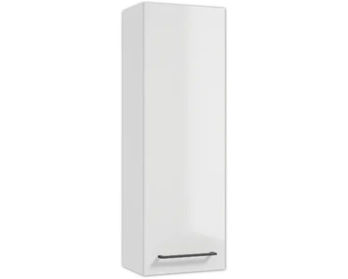 Armoire haute suspendue pour salle de bain avec une porte et une poignée barre horizontale en bas.