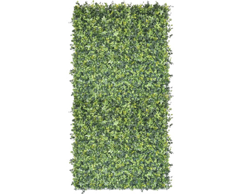 Mur végétal artificiel avec différentes formes de feuilles pour brise-vue.