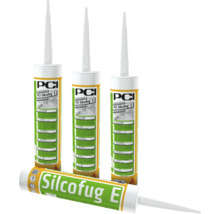 Vier Kartuschen PCI Silcofug E elastischer Dichtstoff für innen und außen.