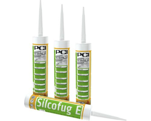 Quatre cartouches de mastic silicone élastique PCI Silcofug E pour intérieur et extérieur.