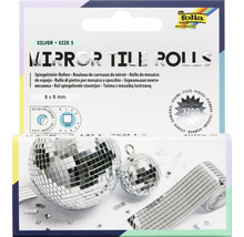 Rouleau de carreaux de miroir adhésifs en verre, 5 par 5 millimètres, 3200 pièces, Folia Bringmann Logo.