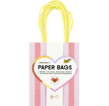 8 sacs en papier rayés de Folia Bringmann en taille S avec poignées torsadées.