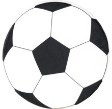 Coussin ou tapis rond avec motif classique de ballon de football.