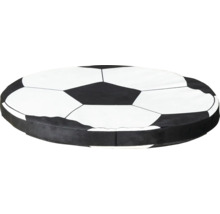 Rundes Sitzkissen mit Fußball-Muster.