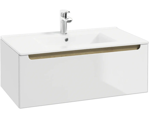 Meuble sous vasque STILLA L x h x p 80 cm x 30 cm x 45 cm couleur façade blanc 292-D-08001