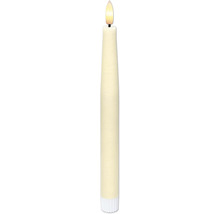 LED-Stabkerze mit realistisch leuchtender Flamme und strukturierter Oberfläche für stimmungsvolle Dekoration.
