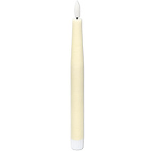 LED-Stabkerze mit flammenförmiger Spitze und geriffeltem Fuß.