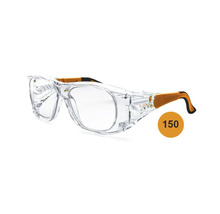 Lunettes de protection avec correction 1,5, verres transparents en plastique, branches réglables.