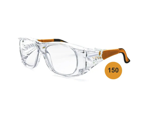 Lunettes de protection avec correction 1,5, verres transparents en plastique, branches réglables.