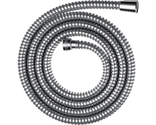 Flexible de douche en métal avec raccords chromés.
