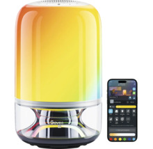 Lampe de table intelligente Govee avec Govee Logo, effet lumineux multicolore et contrôle via une application pour smartphone.
