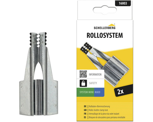 Verrouillage de pince pour volet roulant Schellenberg en métal pour systèmes Mini et Maxi, lot de 2 pièces.