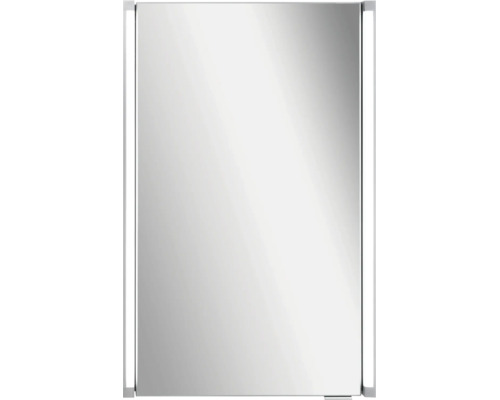 Miroir de salle de bain rectangulaire avec éclairage LED vertical des deux côtés.