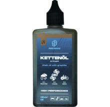 Huile pour chaîne Bike Broz avec graphite pour toutes conditions météo, chaînes et vélos, lubrifiant haute performance.