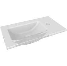 Lavabo pour meuble rectangulaire avec plage de dépose sur le côté droit et un perçage pour robinetterie.