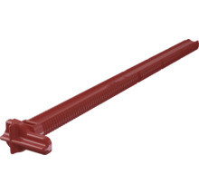 Clip de nivelage rouge en plastique pour la pose de carrelage.
