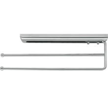 Porte-serviettes télescopique à deux bras en métal chromé.