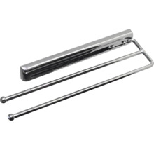 Porte-serviettes extensible à deux bras en métal chromé.