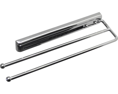 Porte-serviettes extensible à deux bras en métal chromé.