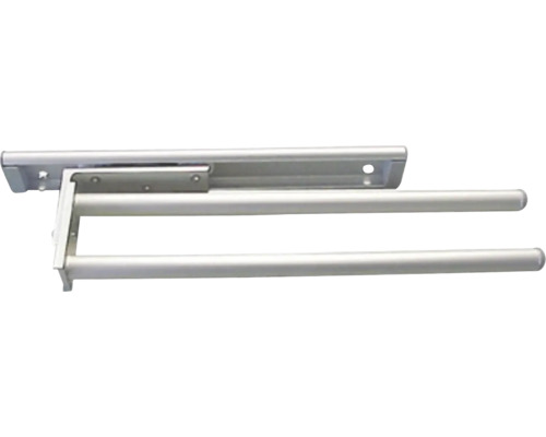 Ausziehbarer Handtuchhalter mit zwei Armen aus Aluminium für die Montage im Schrank oder an der Wand.