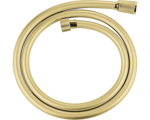Flexible de douche aspect or avec raccords métalliques, enroulé.