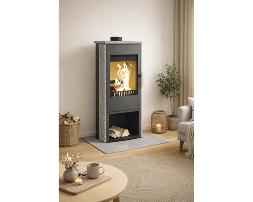 Poêle à bois Haas & Sohn Vitorre Serpentino, modèle Serpentino en acier gris, 7 kW