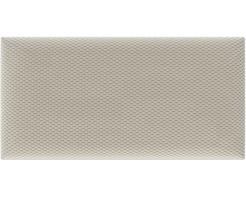 Rechteckiges gepolstertes Wandpaneel in Beige mit strukturierter Oberfläche.