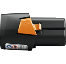 Batterie lithium-ion Stihl AS 2 pour outils de jardin en noir et orange.