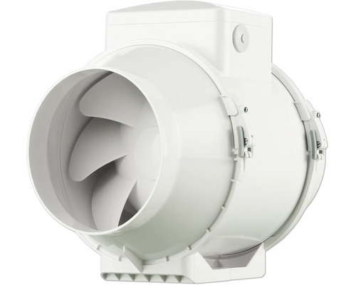 Ventilateur de conduit blanc en plastique pour systèmes de ventilation.