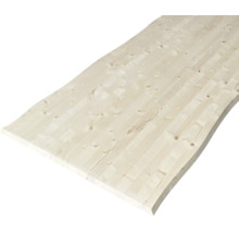 Panneau en bois lamellé-collé en épicéa avec veinage du bois apparent pour la fabrication de meubles et l'aménagement intérieur.