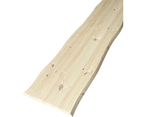 Planche en bois résineux massif avec veinure apparente et nœuds naturels