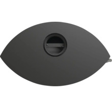 Tuyau de poêle elliptique anthracite avec ouverture de nettoyage ronde en métal.