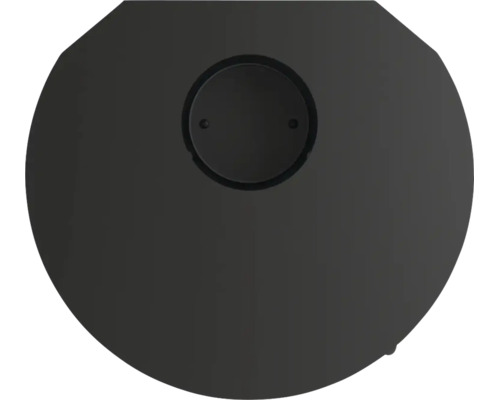 Plaque de montage ronde et noire avec une découpe circulaire au centre.