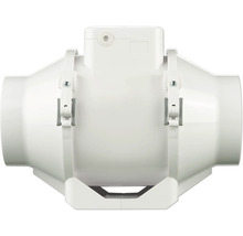 Ventilateur de conduit blanc en plastique pour systèmes de ventilation, modèle pour montage mural ou au plafond.
