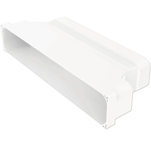 Raccord blanc pour conduit plat en plastique pour systèmes de ventilation.
