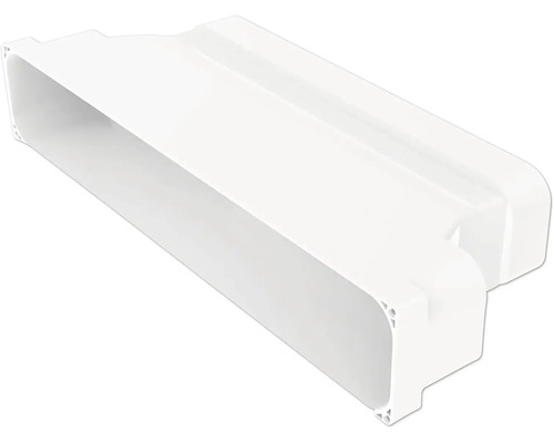 Raccord blanc pour conduit plat en plastique pour systèmes de ventilation.