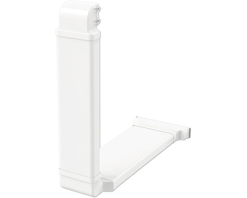 Coude vertical à 90 degrés pour conduit plat en plastique blanc pour systèmes de ventilation.