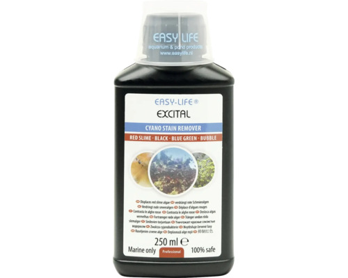 Easy-Life Excital Antischmiermittel gegen Cyanobakterien für Meerwasseraquarien, 250 Milliliter Flasche.